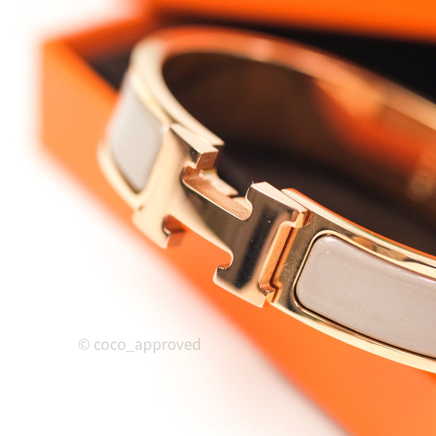 Hermès Clic Clac Narrow Marron Glace Rose Gold