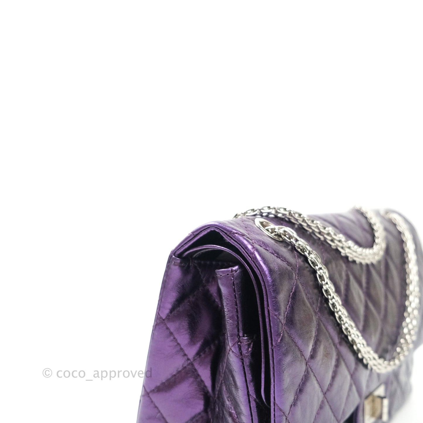 Chanel Reissue Quilted Glazed Calfskin Metallic Purple Silver Hardware 227