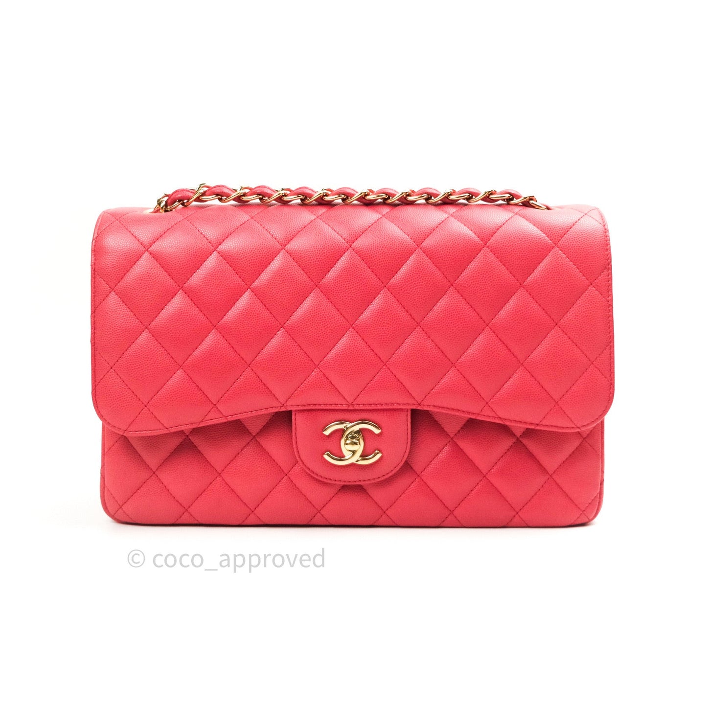 Chanel Classic Jumbo Double Flap Pink Caviar Gold Hardware⁣⁣ 17C