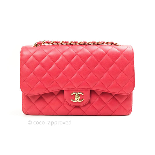 Chanel Classic Jumbo Double Flap Pink Caviar Gold Hardware⁣⁣ 17C