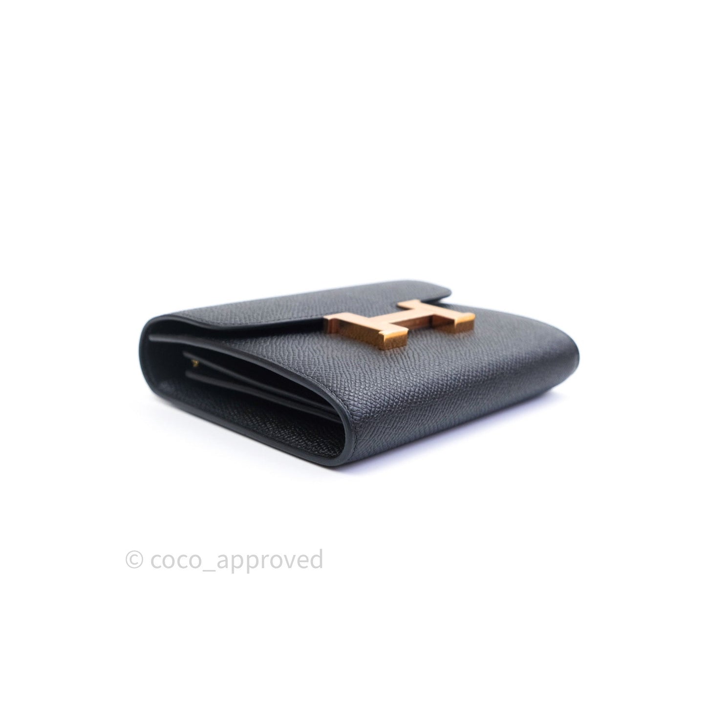 Hermès Constance Short Wallet Black Epsom Gold Hardware