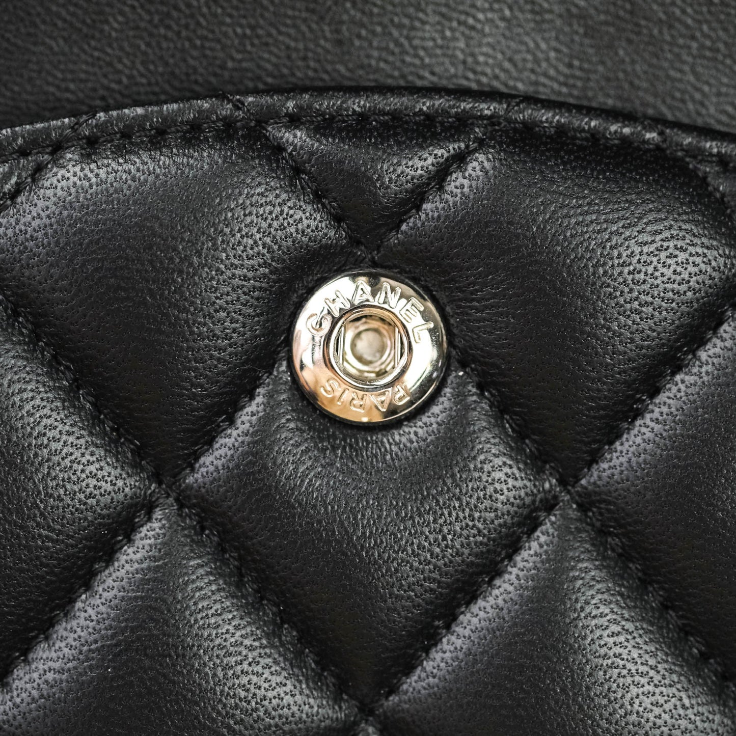 Chanel Classic M/L Medium Double Flap Bag Black Lambskin Silver Hardware