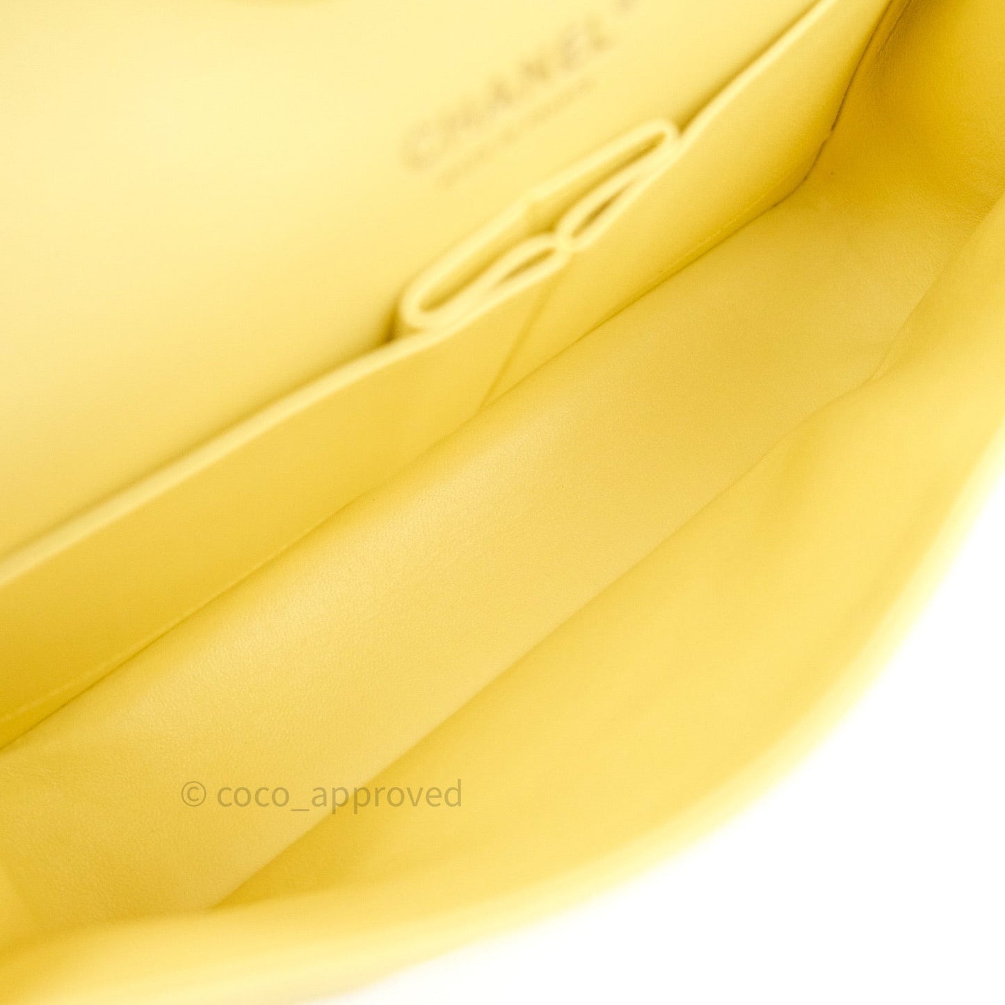 Chanel Classic M/L Medium Double Flap Bag Light Yellow Caviar Silver Hardware