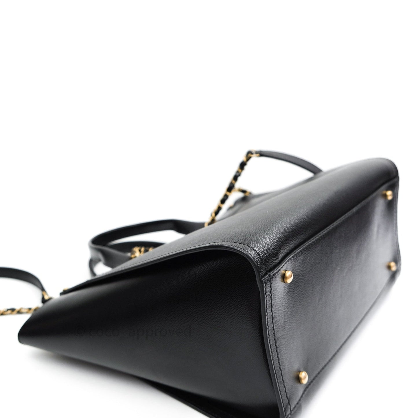 Chanel Small Studded Deauville Tote Black Caviar Gold Hardware