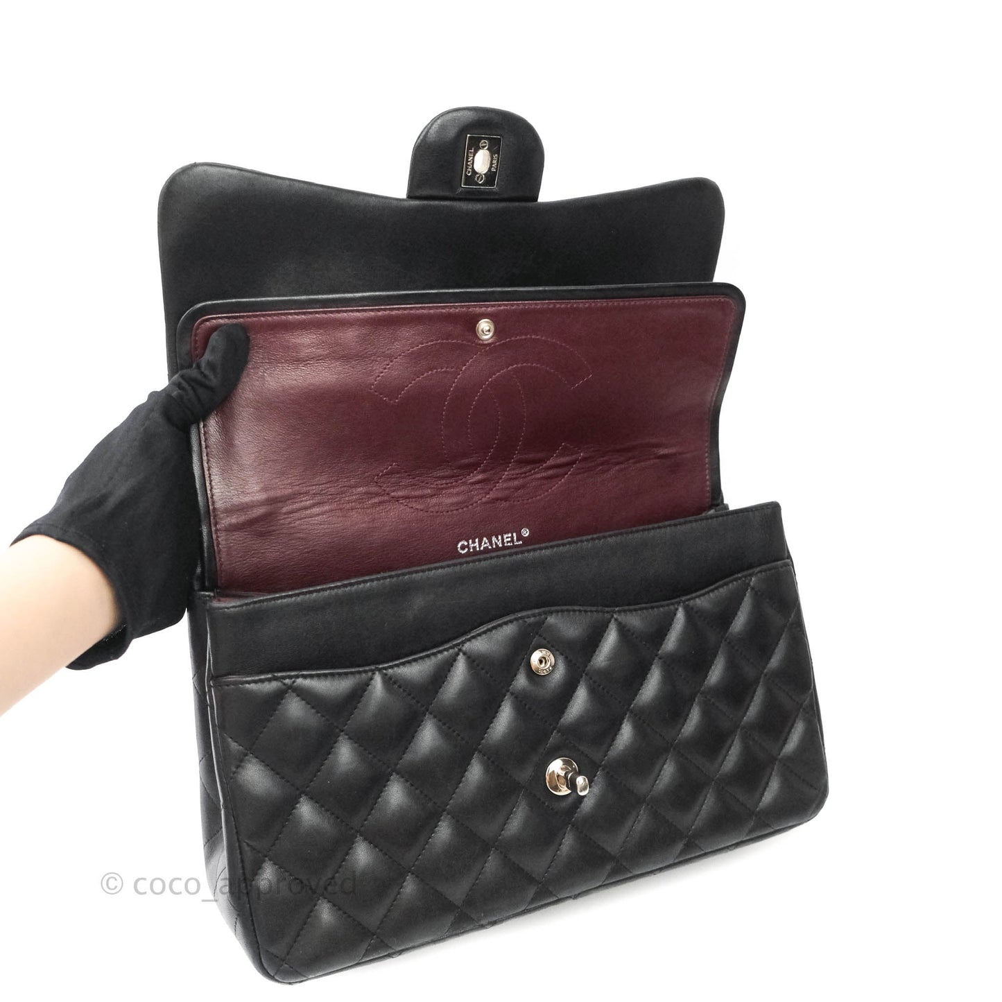 Chanel Jumbo Double Flap Black Lambskin Silver Hardware⁣⁣