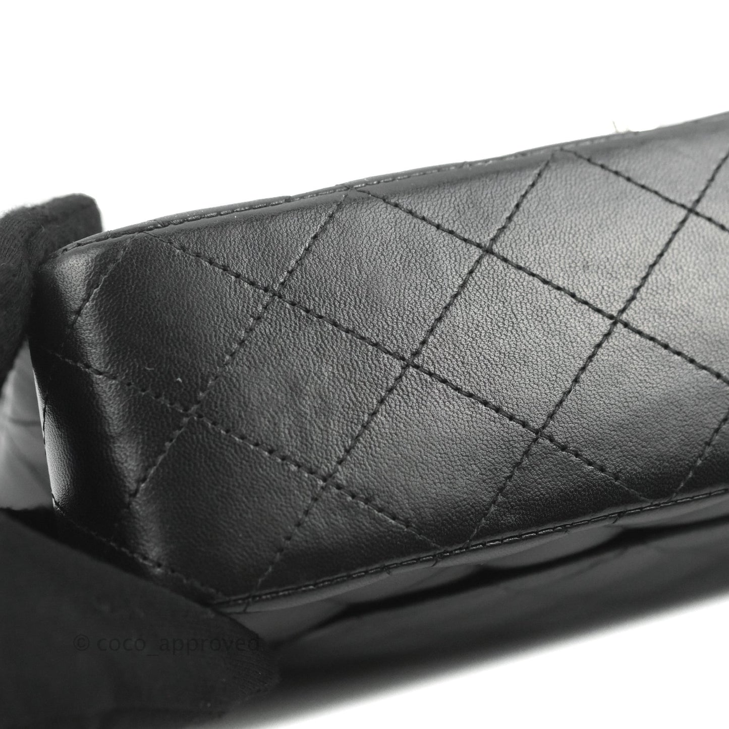 Chanel Classic M/L Medium Flap Quilted Black Lambskin Silver Hardware