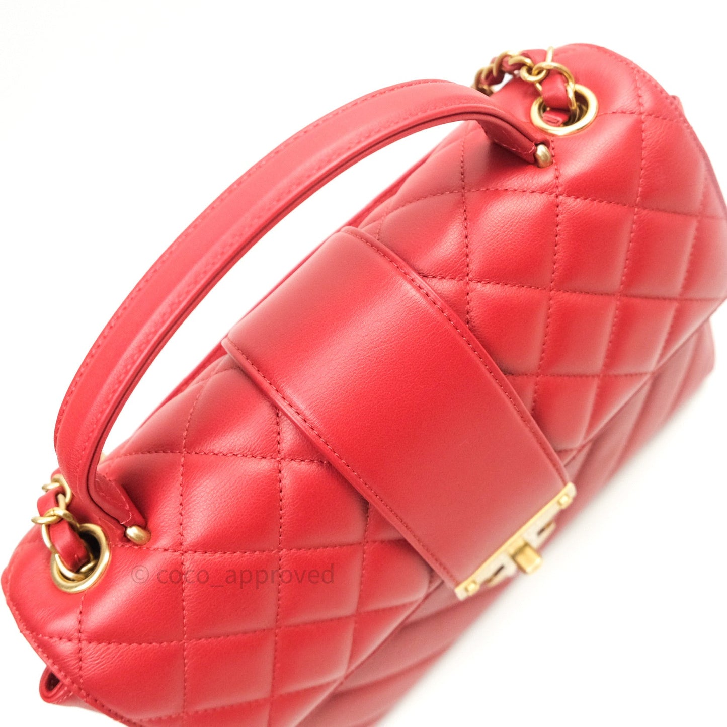 Chanel Quilted Chevron In The City Bag Red Calfskin Gold Hardware