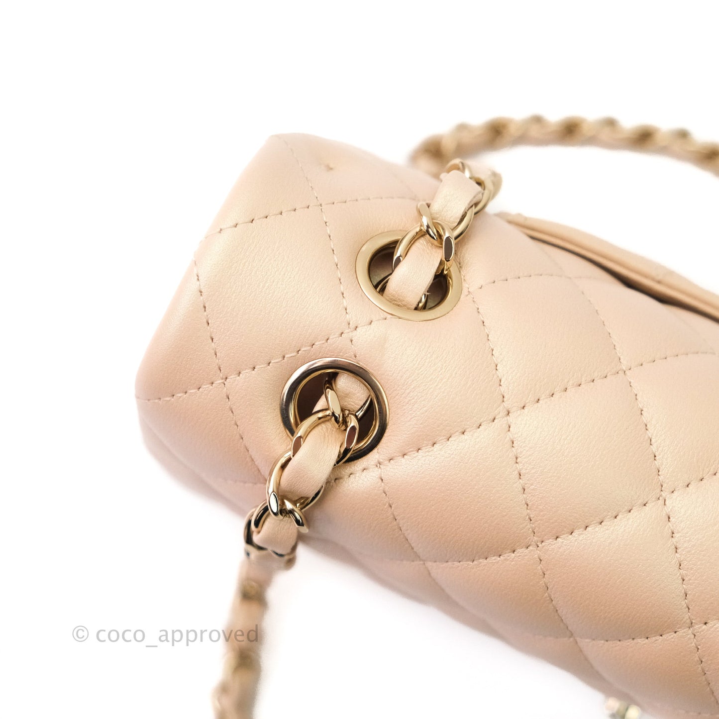 Chanel M/L Medium Double Flap Bag Iridescent Beige Calfskin Gold Hardware 21S
