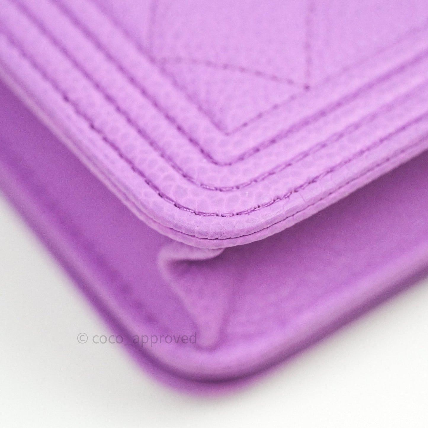 Chanel Quilted Boy Wallet on Chain WOC Purple Caviar Gold Hardware