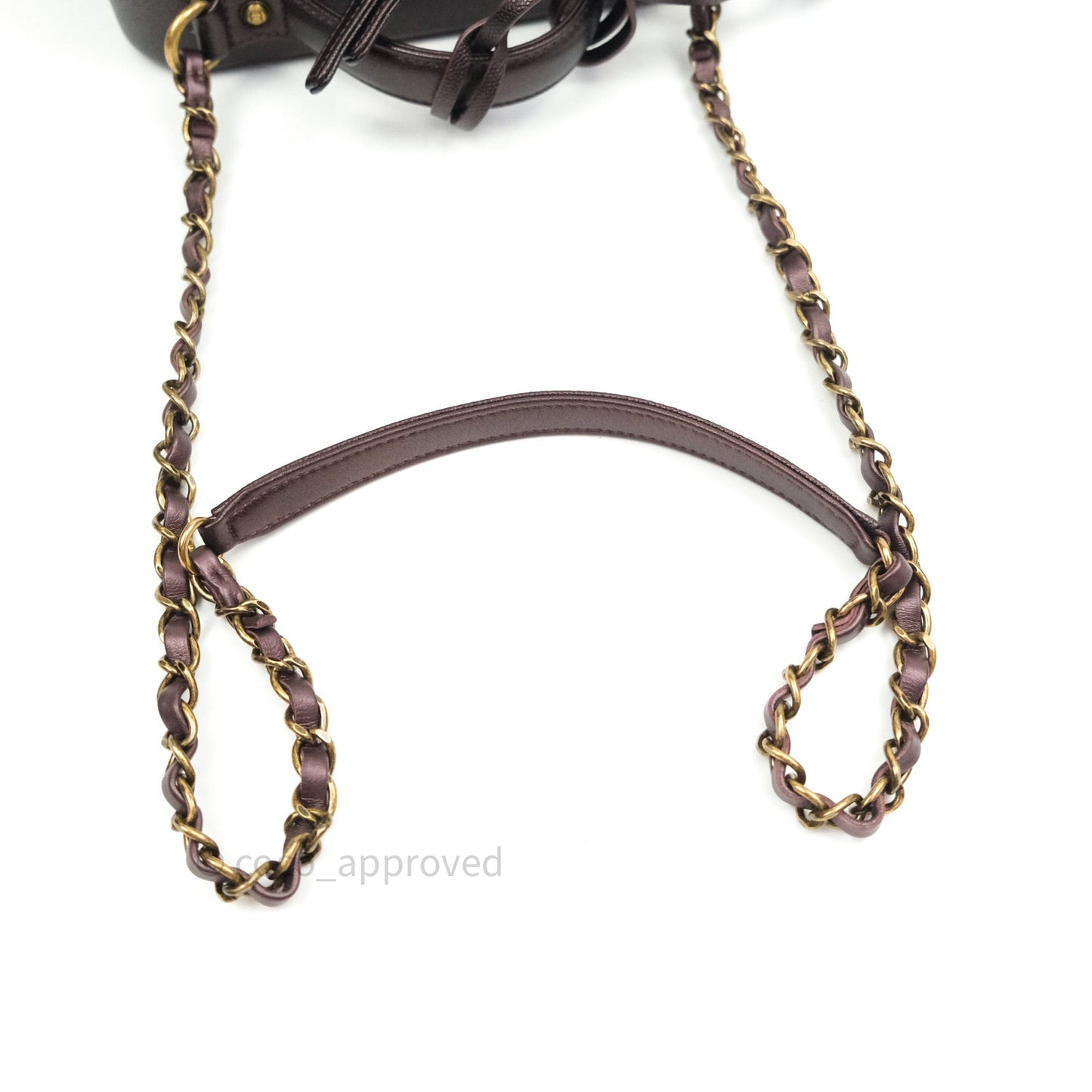 Chanel Quilted Medium CC Filigree Vanity Case Iridescent Burgundy Caviar Gold Hardware