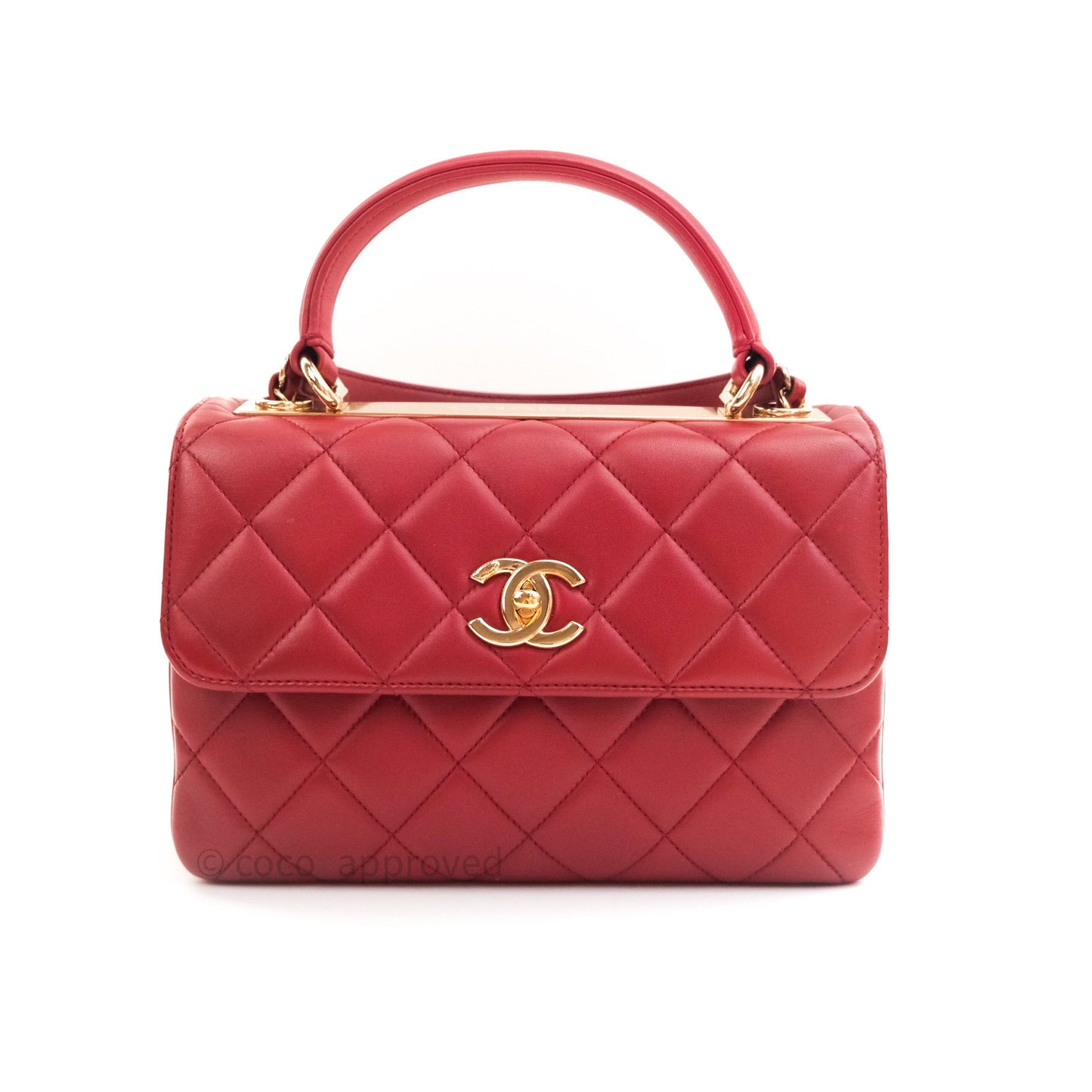 Chanel Quilted Small Trendy CC Flap Bag Red Lambskin Gold Hardware