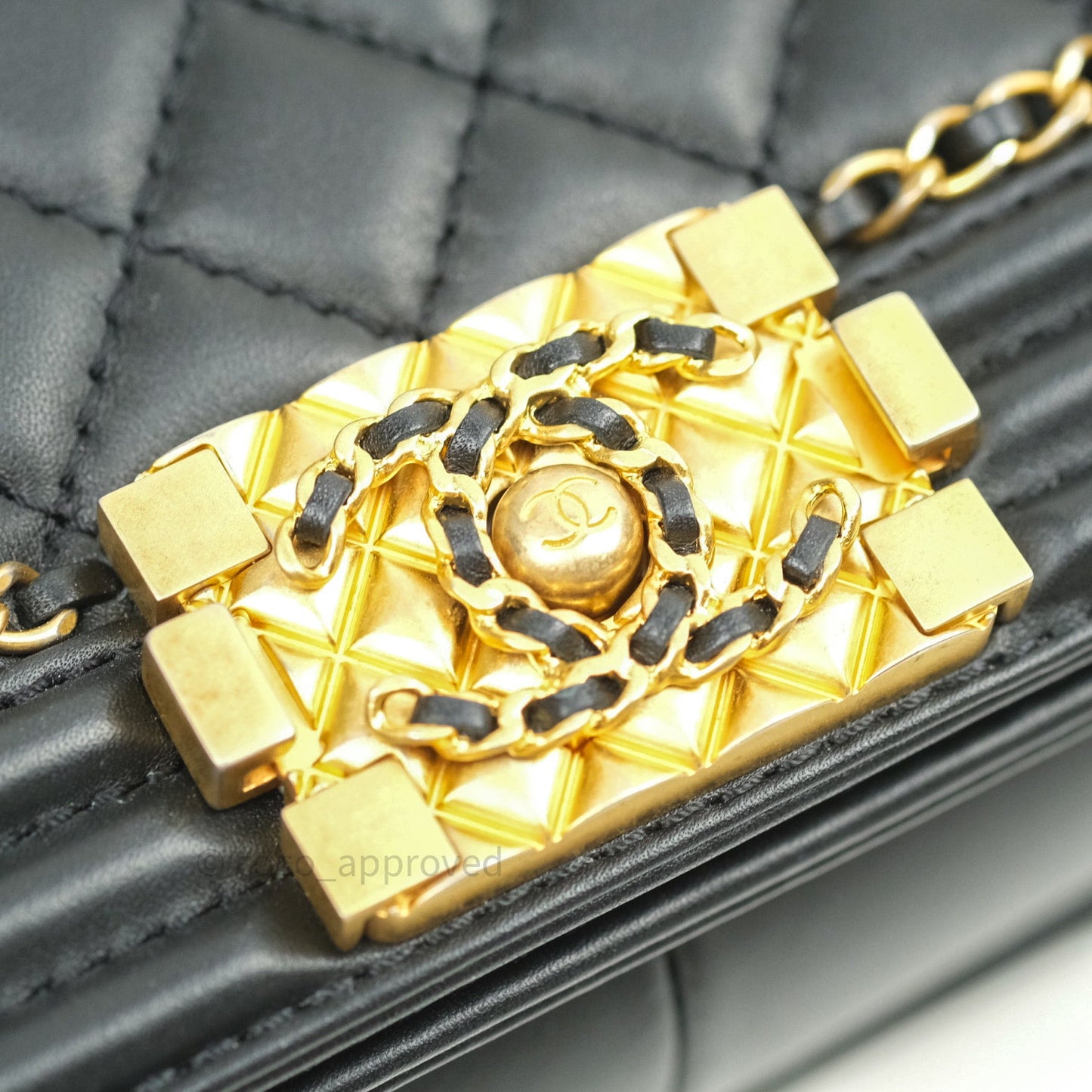 Chanel Boy Quilted Medium Black Calfskin Gold Hardware 20C