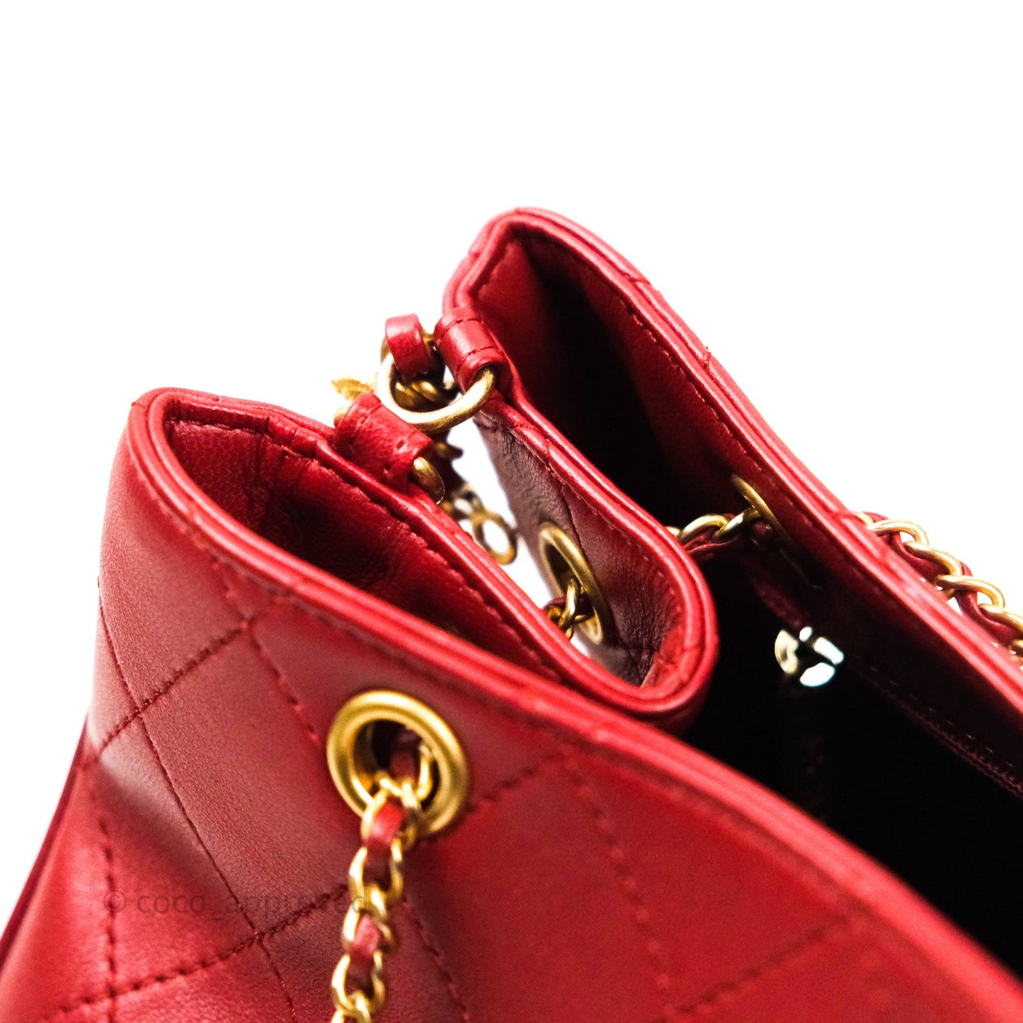 Chanel Egyptian Amulet Drawstring Bag Red Calfskin Stitched