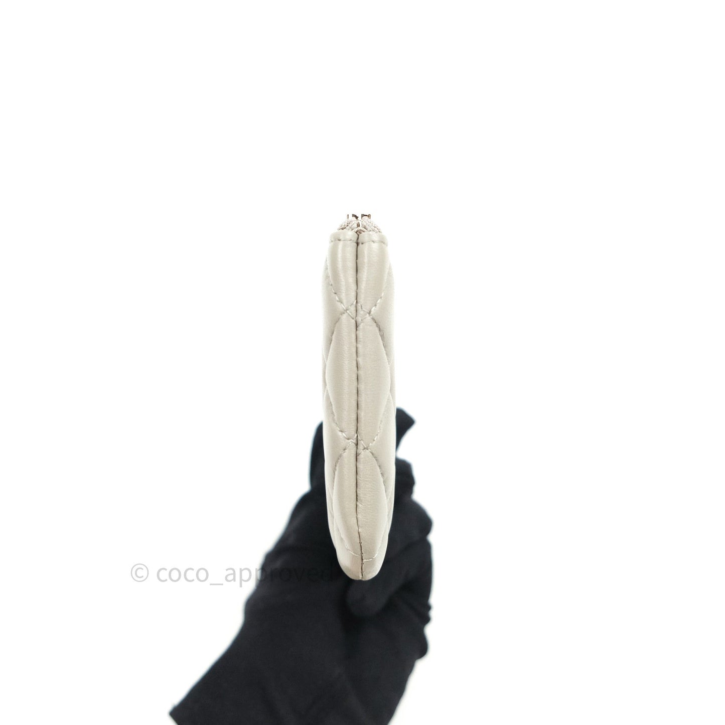 Chanel Quilted Mini O Case Grey Lambskin Silver Hardware