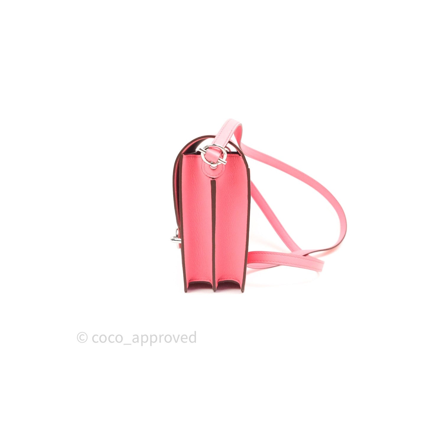 Hermès Roulis Mini 18 Rose Azalee Evercolor Palladium Hardware