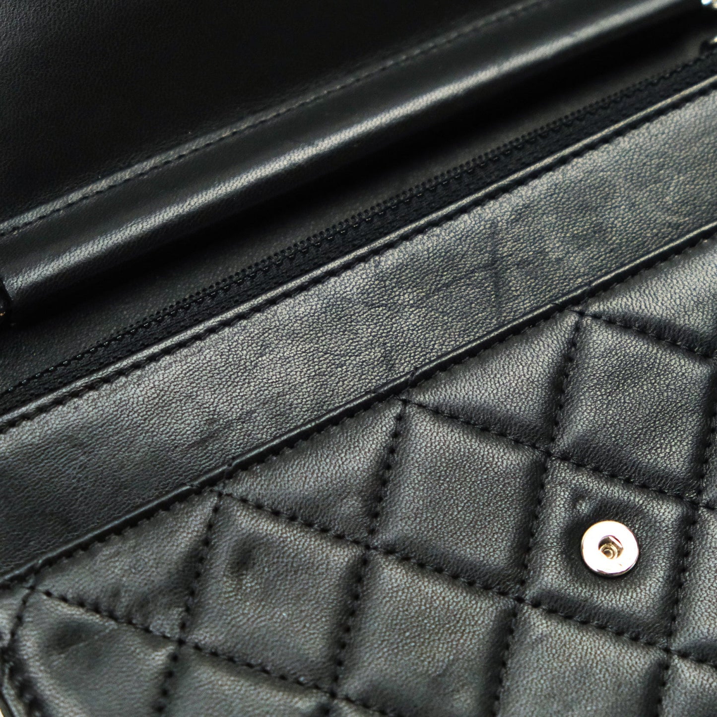 Chanel Quilted Wallet on Chain WOC Black Lambskin Beige Hardware