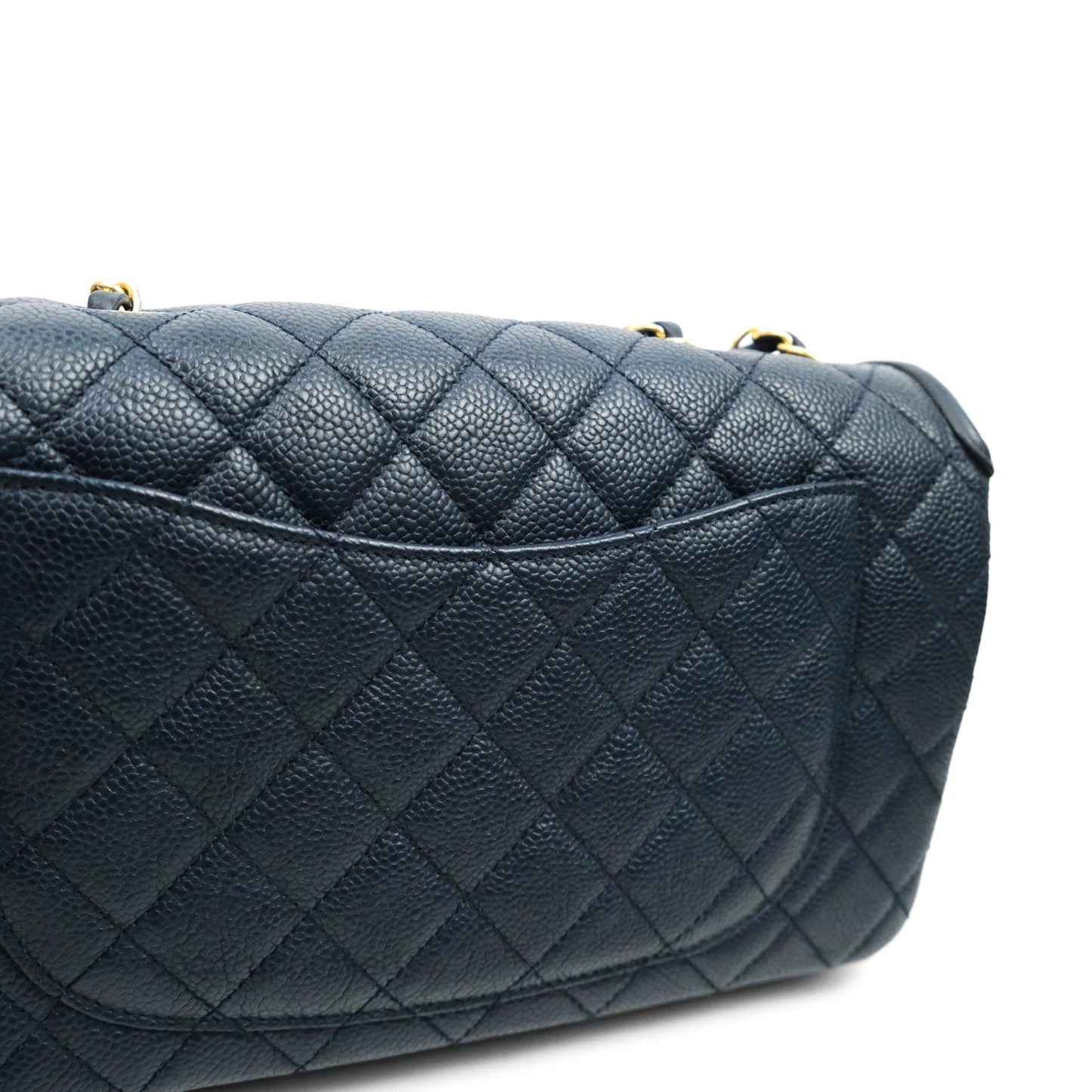 Chanel Quilted Medium CC Filigree Flap Navy Caviar Aged Gold Hardware