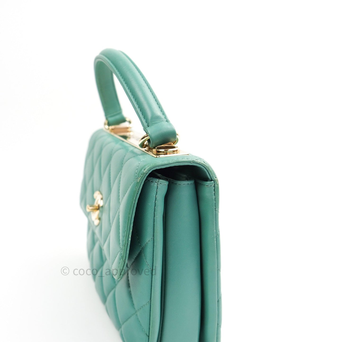 Chanel Lambskin Quilted Small Trendy CC Flap Handle Bag Light Green