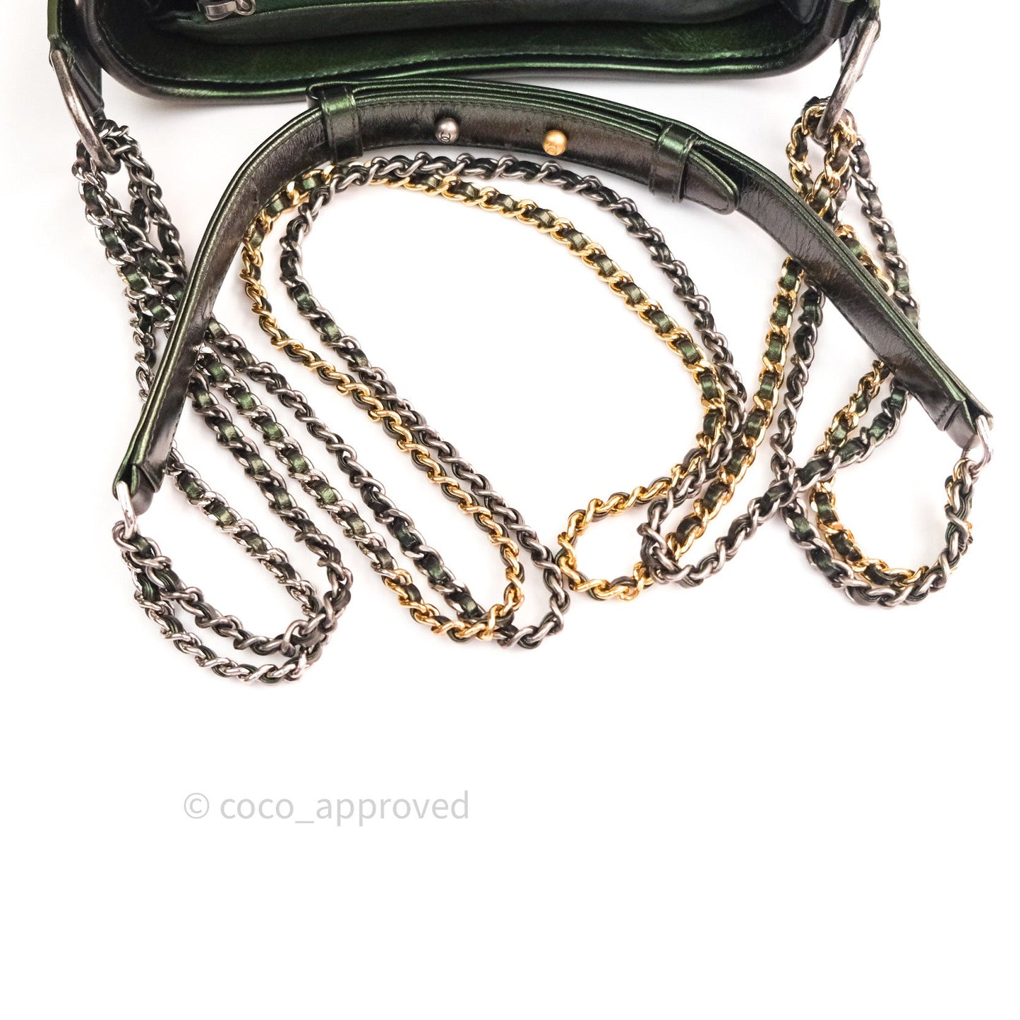Chanel Calfskin Chevron Small Gabrielle Hobo Iridescent Green Mixed Hardware