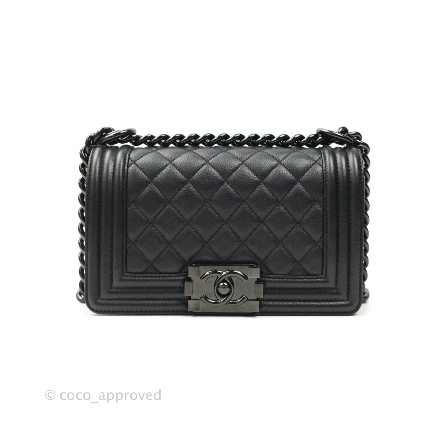 Chanel Quilted So Black Small Boy Caviar
