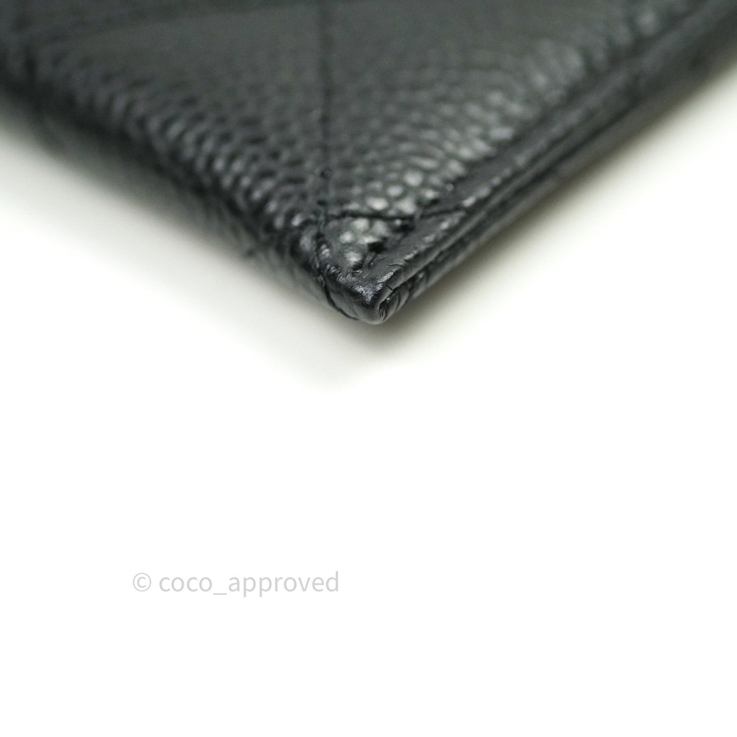 Chanel Black Classic Caviar Flat Card Holder Silver Hardware