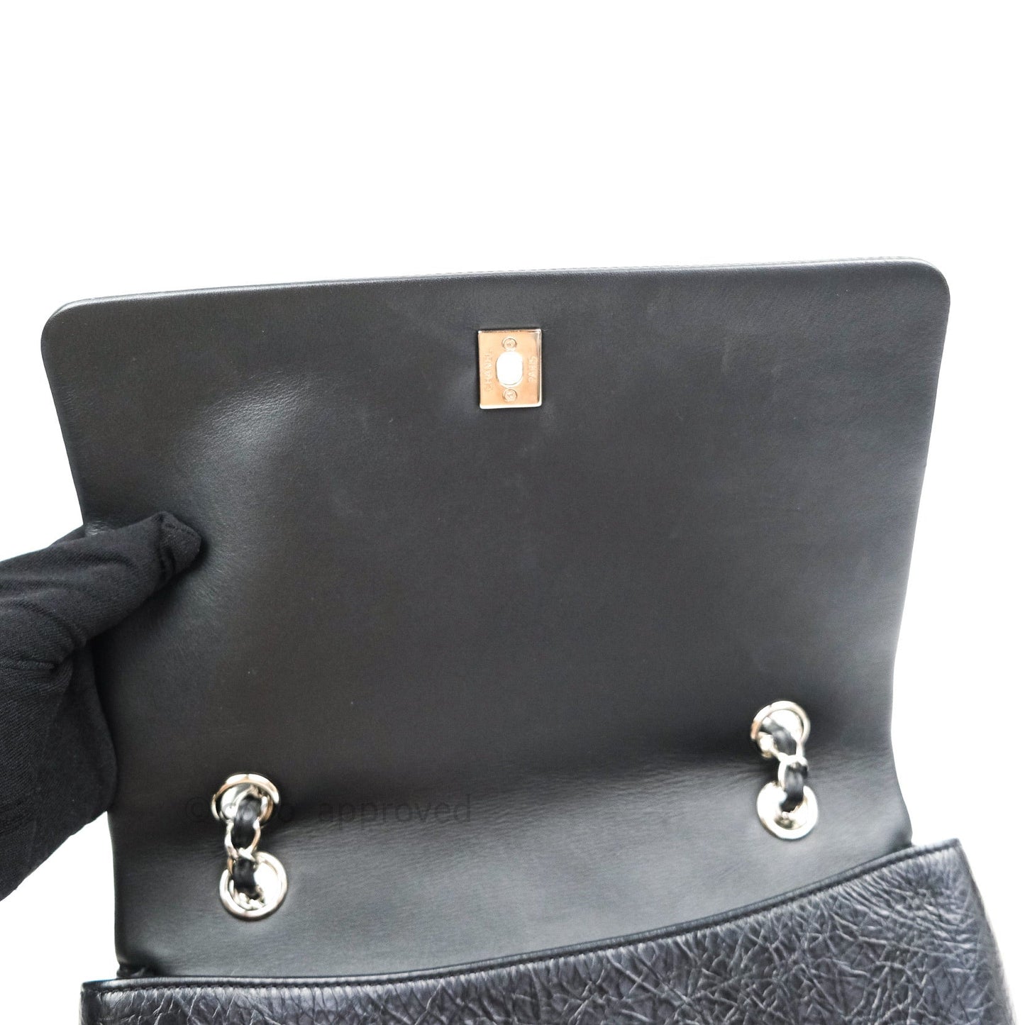 Chanel Bi Quilted Crumpled Calfskin Black Silver Hardware