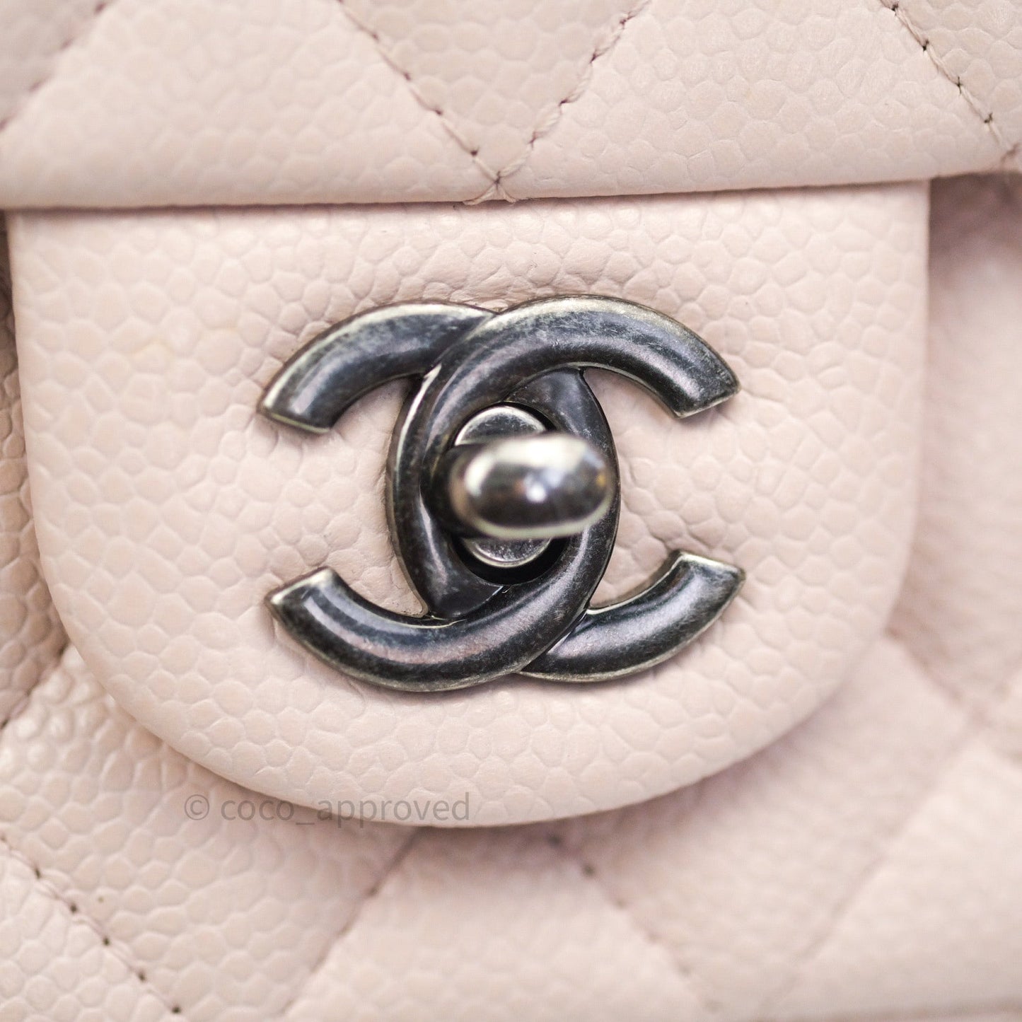 Chanel Quilted Mini Rectangular Sakura Pink Caviar Ruthenium Hardware