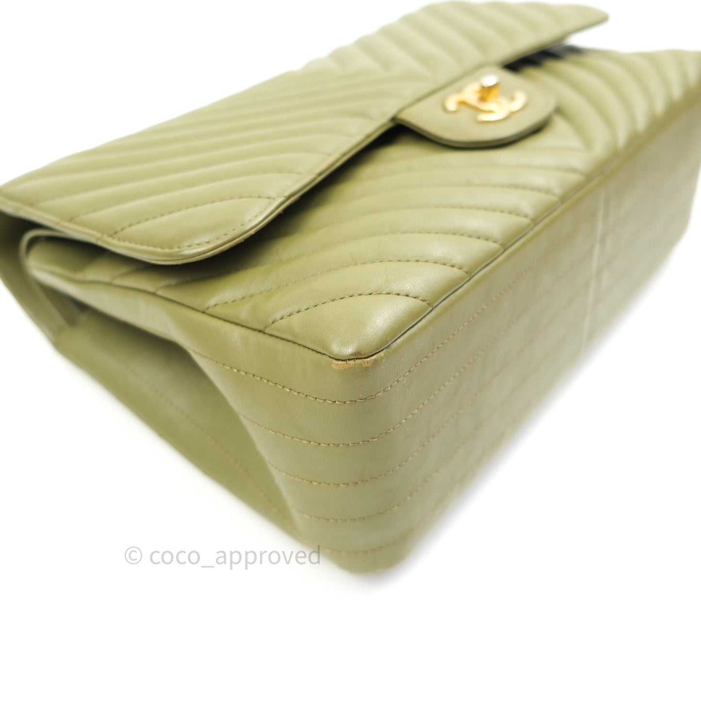Chanel Jumbo Double Flap Khaki Calfskin Gold Hardware⁣⁣ 17C