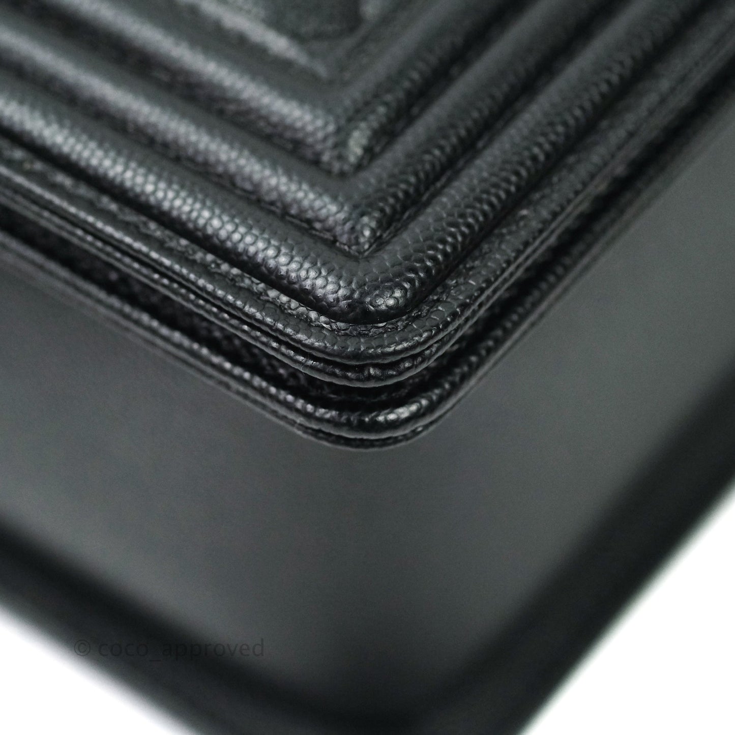Chanel Boy New Medium Quilted Black Caviar Ruthenium Hardware