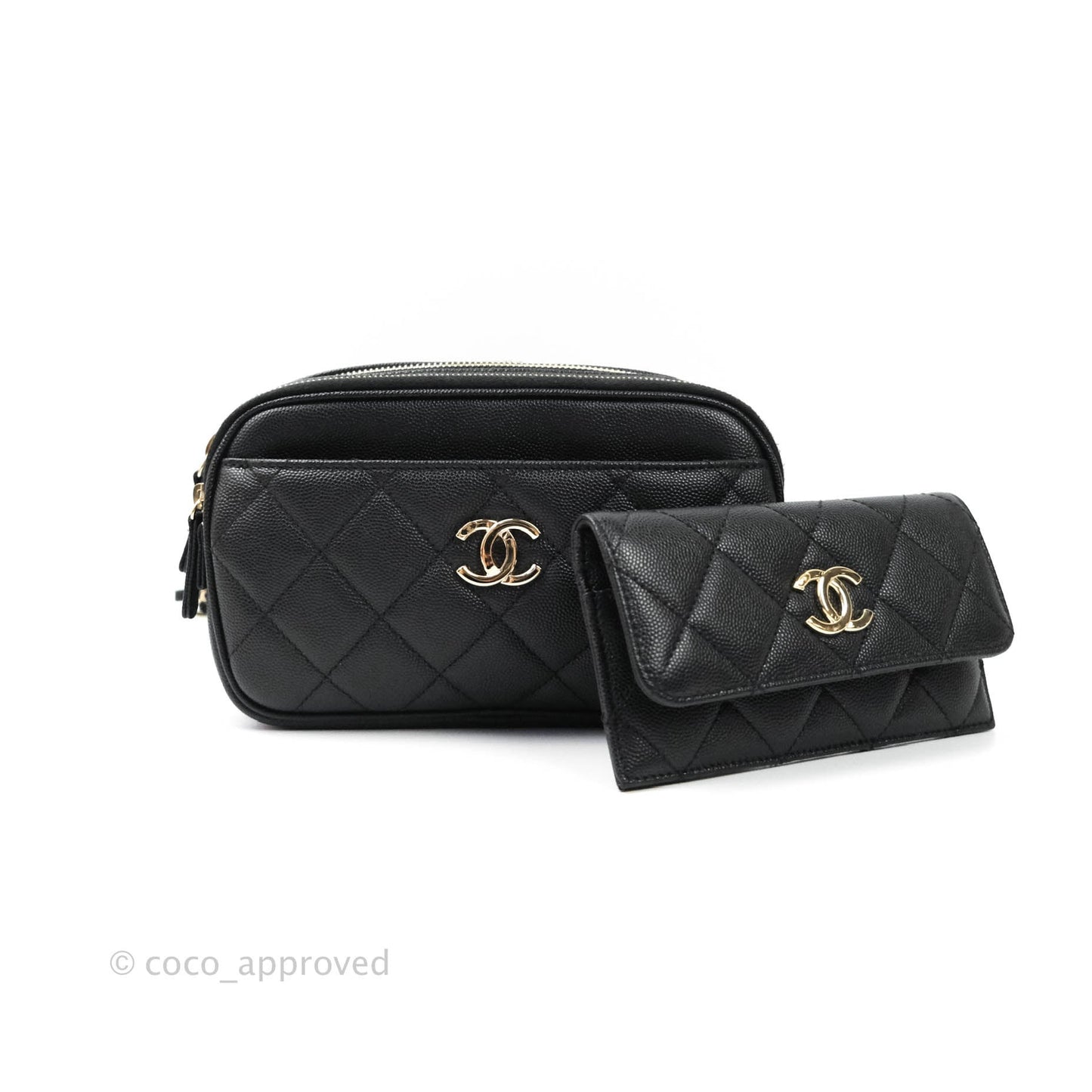 Chanel Quilted Caviar Waist Bag Black Gold Hardware