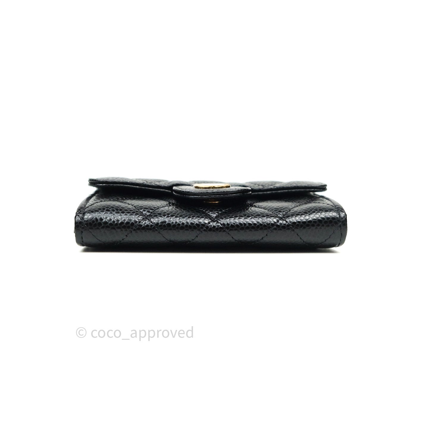 Chanel Caviar Quilted Flap Card Holder Black Gold Hardware