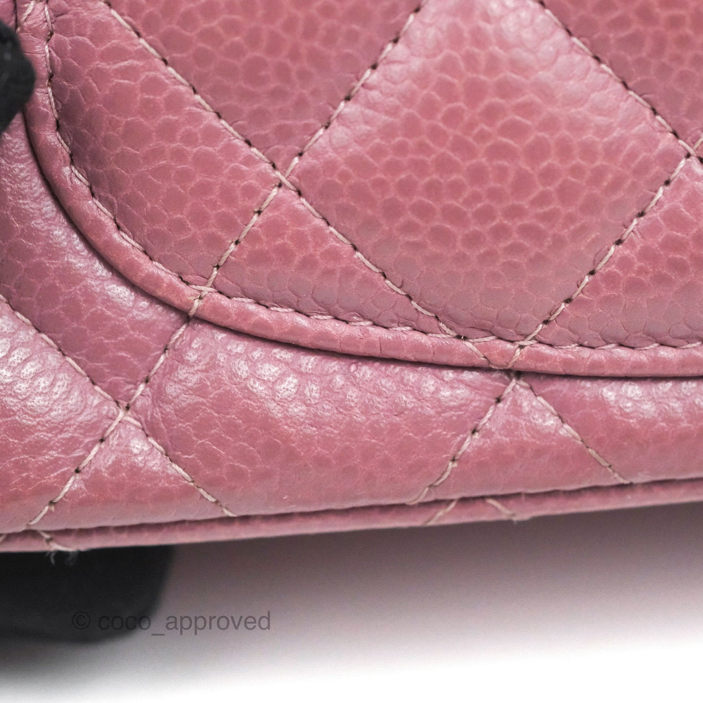 Chanel Quilted Mini Rectangular Flap Dark Pink Caviar Ruthenium Hardware