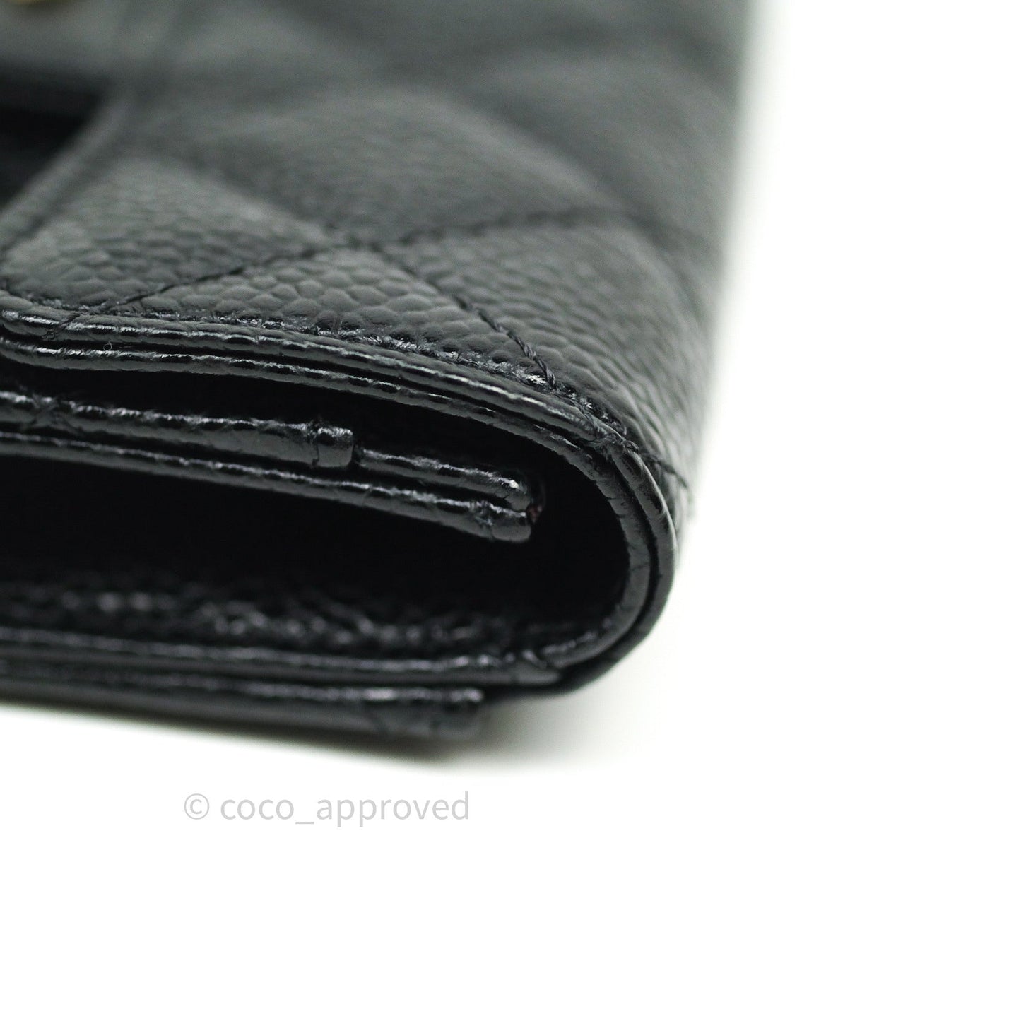 Chanel Caviar Quilted Flap Card Holder Black Gold Hardware
