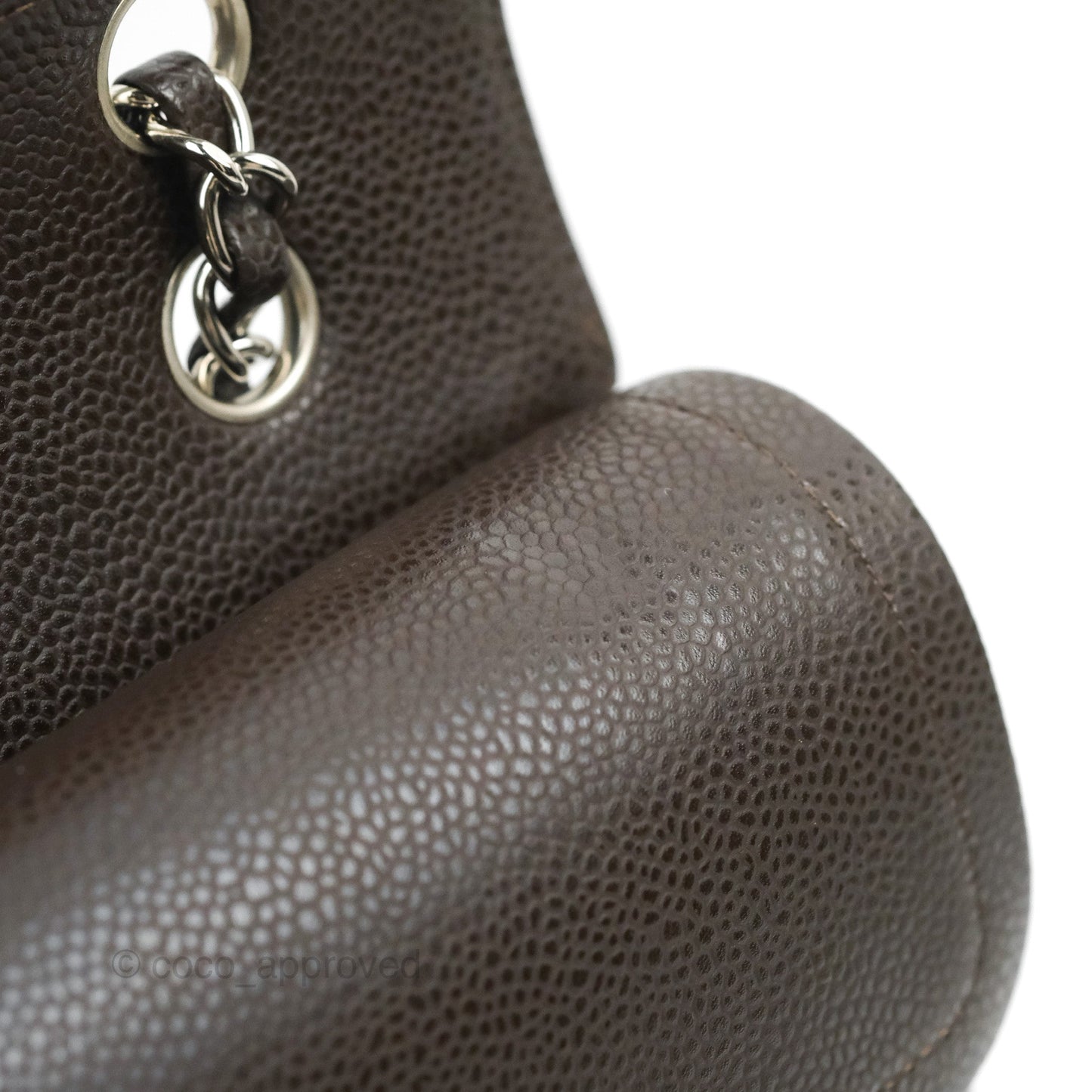 Chanel Classic M/L Medium Flap Quilted Dark Chocolate Brown Caviar Silver Hardware