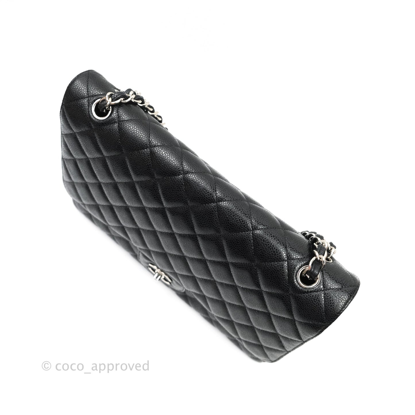 Chanel Single Flap Maxi Caviar Black Silver Hardware
