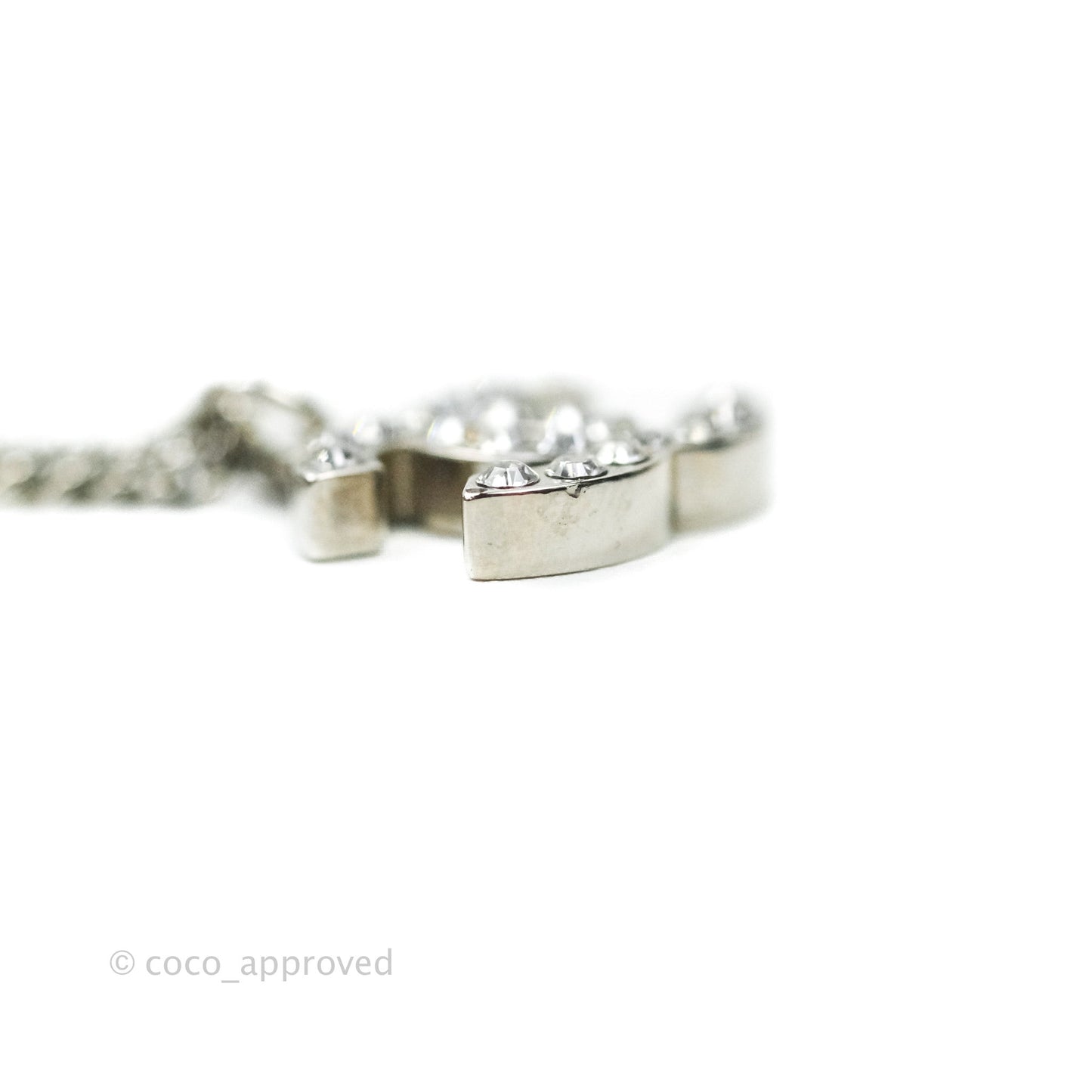 Chanel CC Crystal Necklace Silver Tone 11V