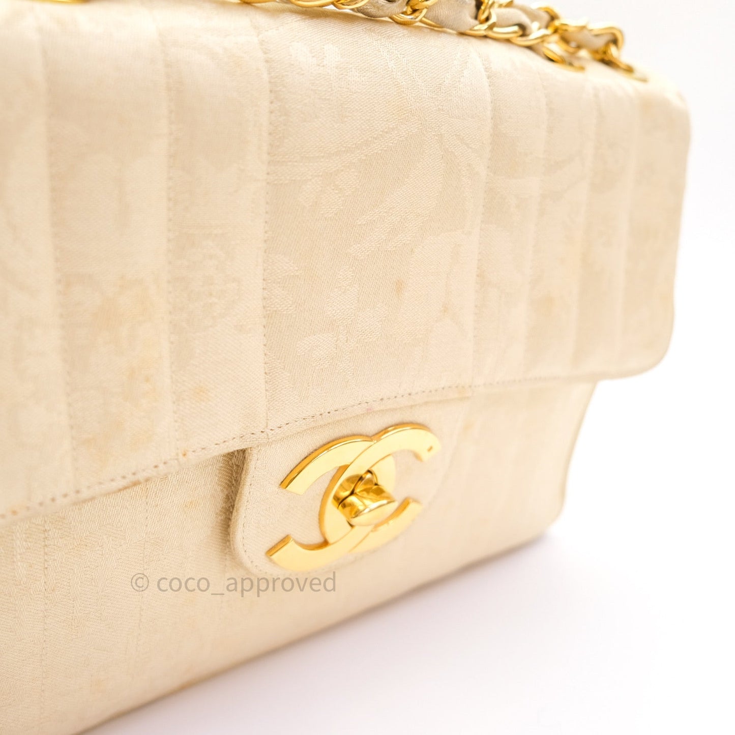 Chanel Vintage XL Jumbo Single Flap Gold Silk 24K Gold Hardware