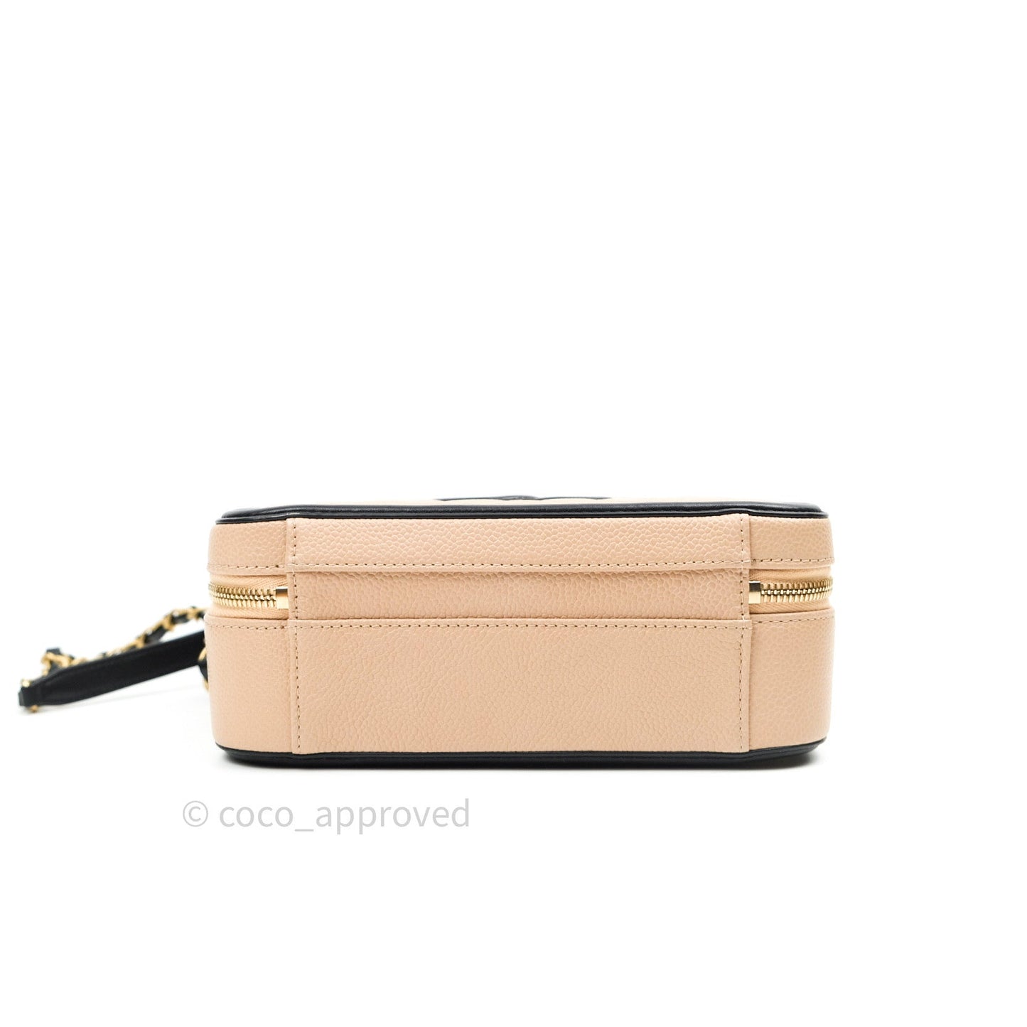 Chanel Quilted Medium CC Filigree Vanity Case Beige Caviar Gold Hardware