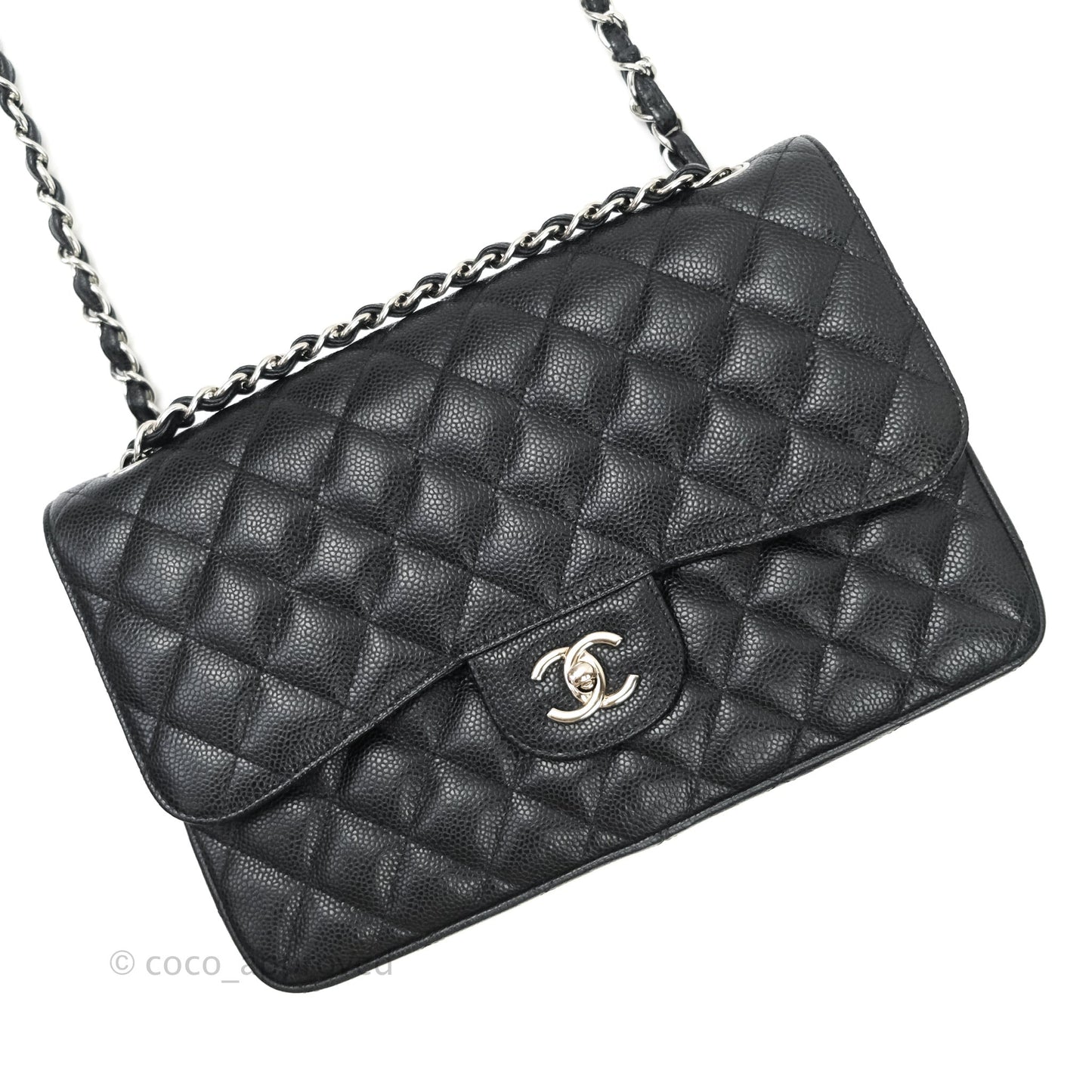 Chanel Jumbo Double Flap Black Caviar Silver Hardware⁣⁣