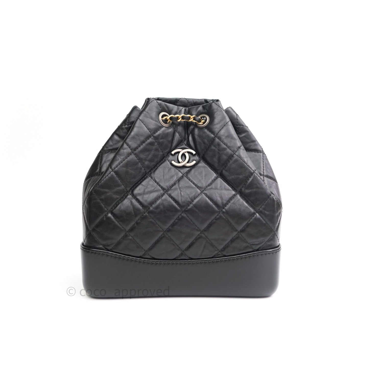 Chanel Gabrielle Backpack Black Aged Calfskin Small Black Mixed Hardware