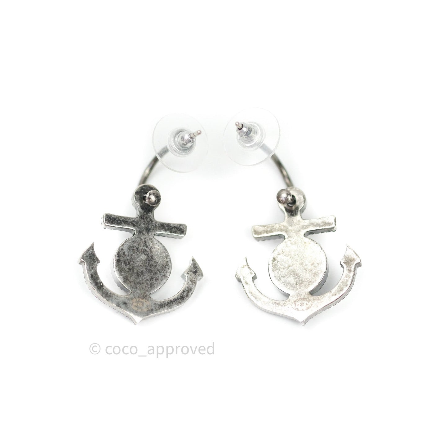 Chanel Anchor CC Earrings Ruthenium