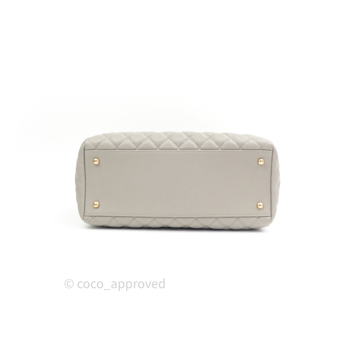 Chanel Quilted Medium Coco Handle Shopping Tote Grey Caviar Gold Hardware