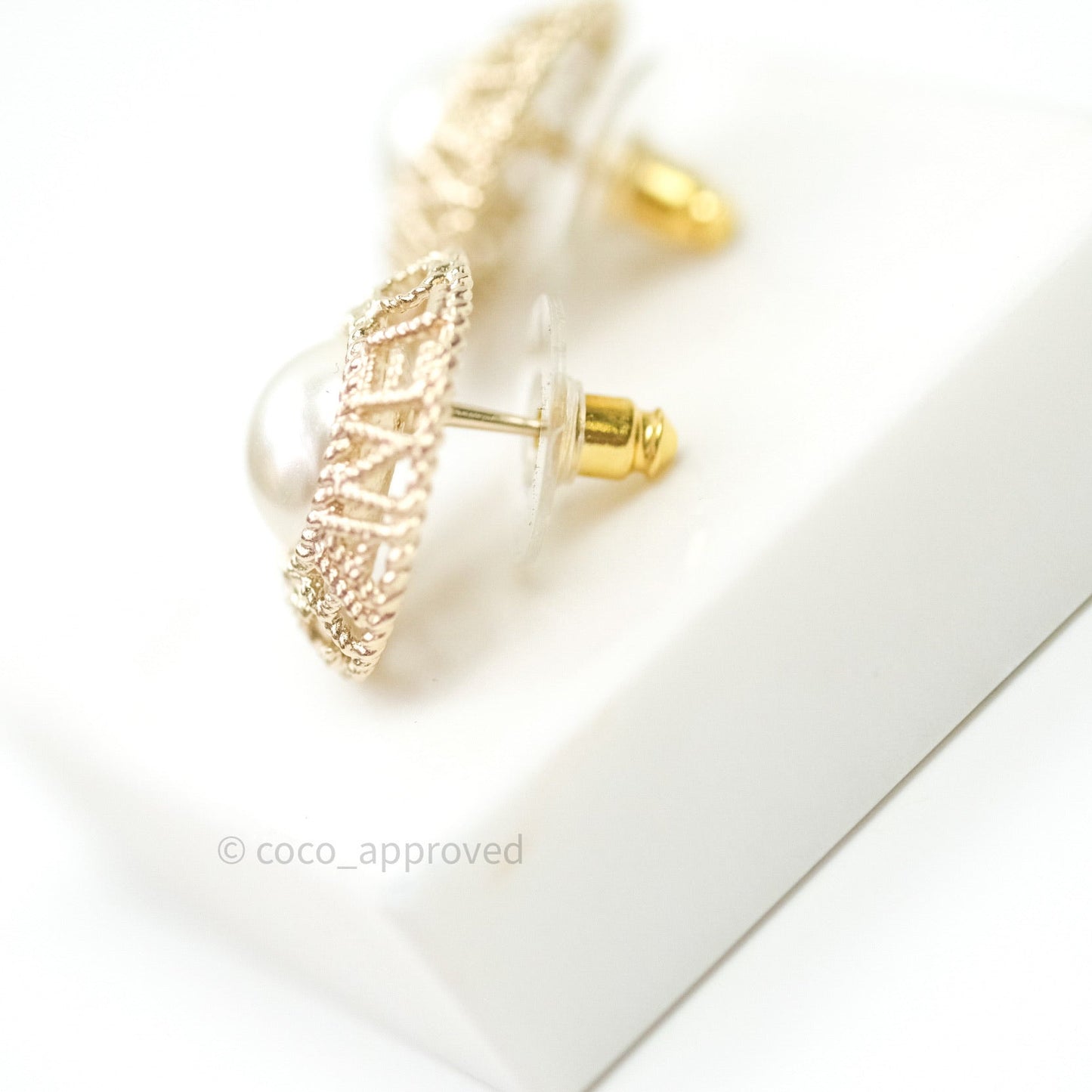 Chanel Pearl CC Round Rope Logo Earrings Gold