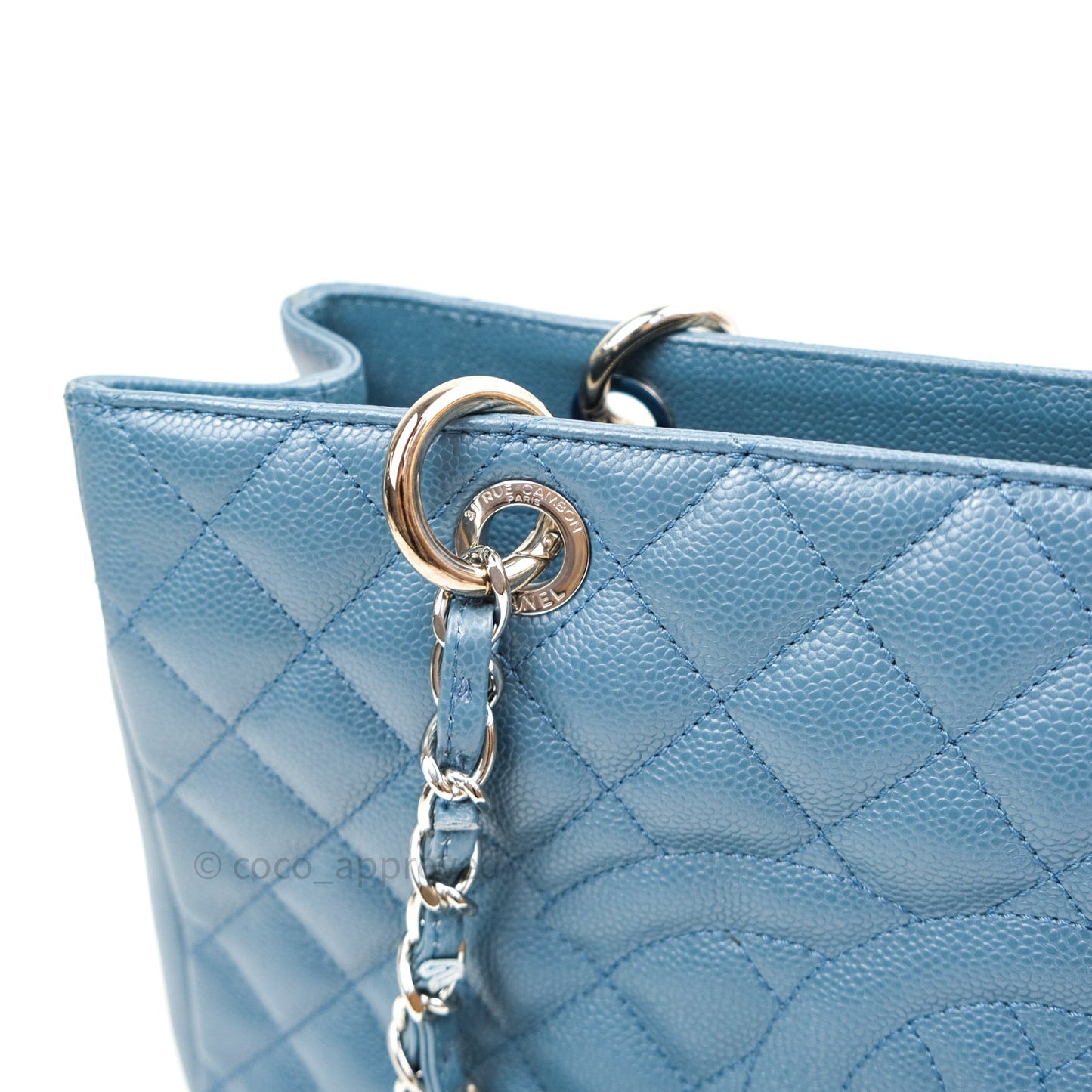 Chanel GST Grand Shopping Tote Blue Caviar Silver Hardware