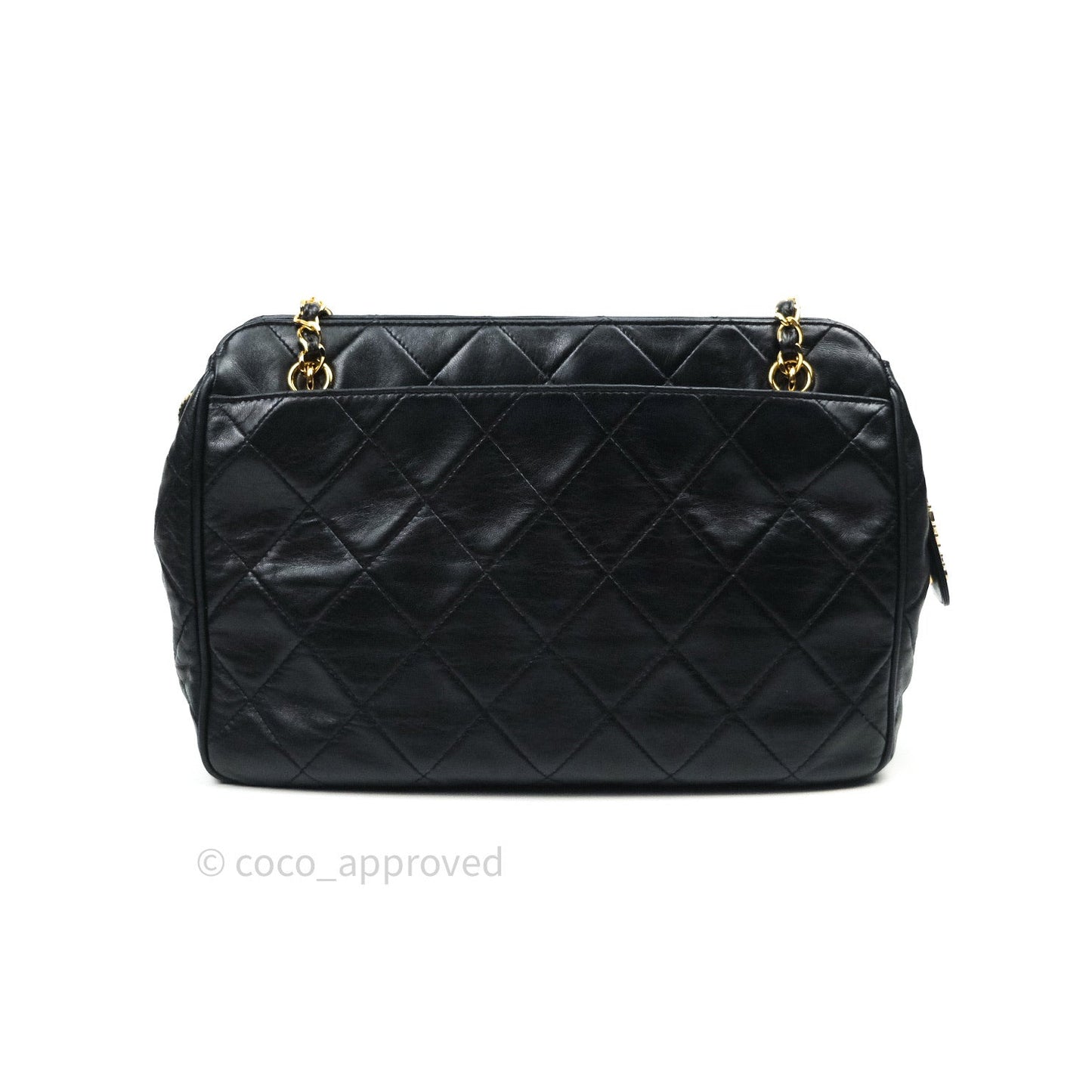Chanel Black Quilted Lambskin Vintage Classic Camera Bag 24K Gold Hardware