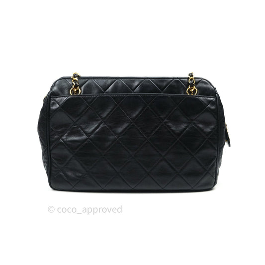 Chanel Black Quilted Lambskin Vintage Classic Camera Bag 24K Gold Hardware
