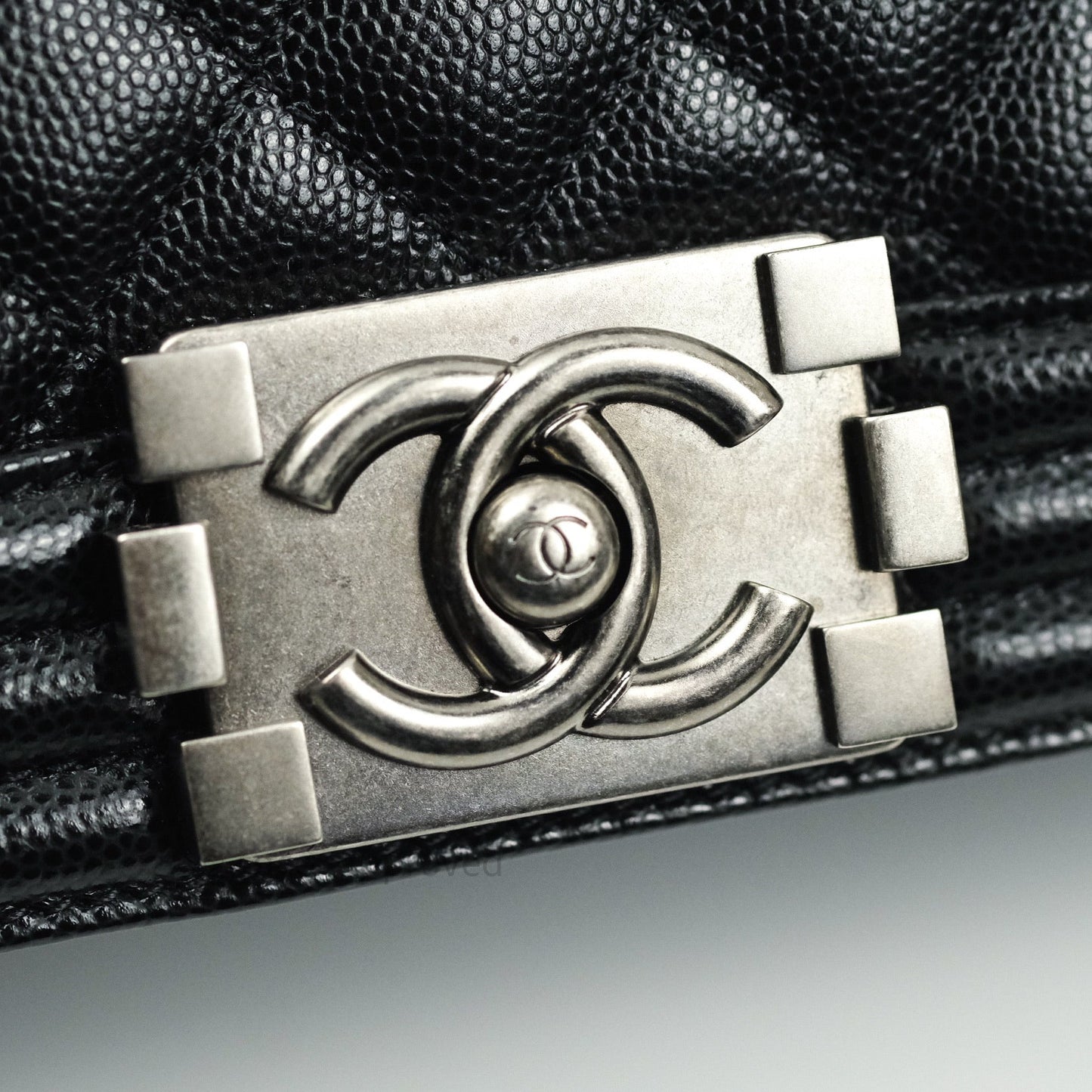Chanel Boy Quilted Medium Black Caviar Ruthenium Hardware
