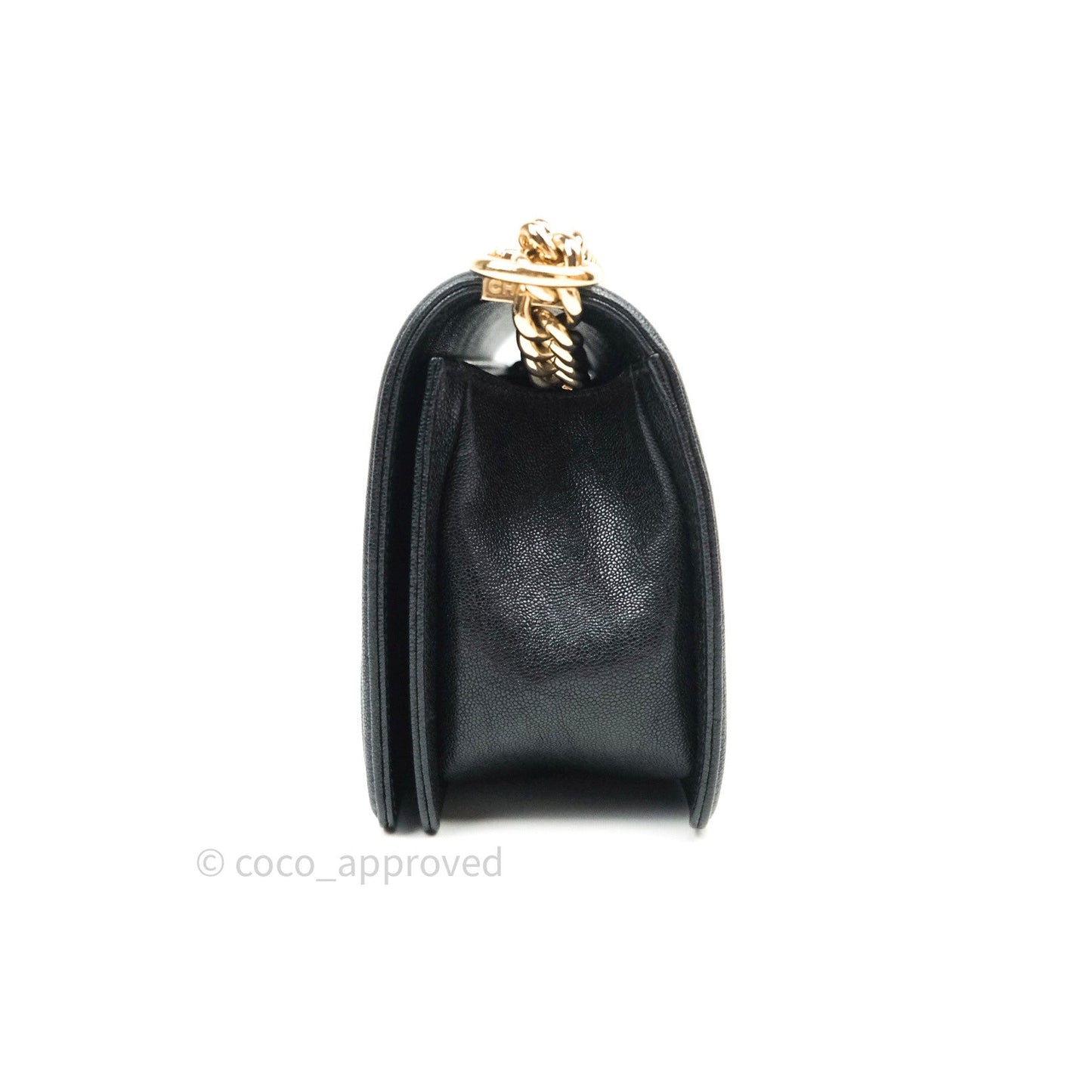 Chanel Boy Chevron Medium Black Caviar Gold Hardware