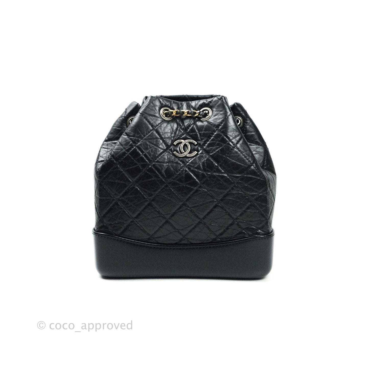 Chanel Gabrielle Backpack Black Aged Calfskin Small Black