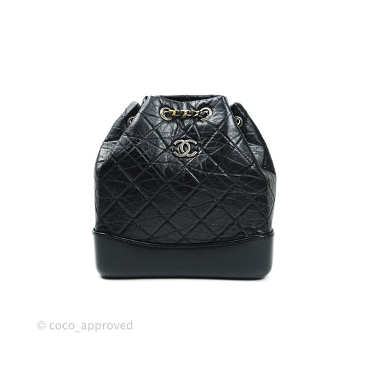 Chanel Gabrielle Backpack Black Aged Calfskin Small Black